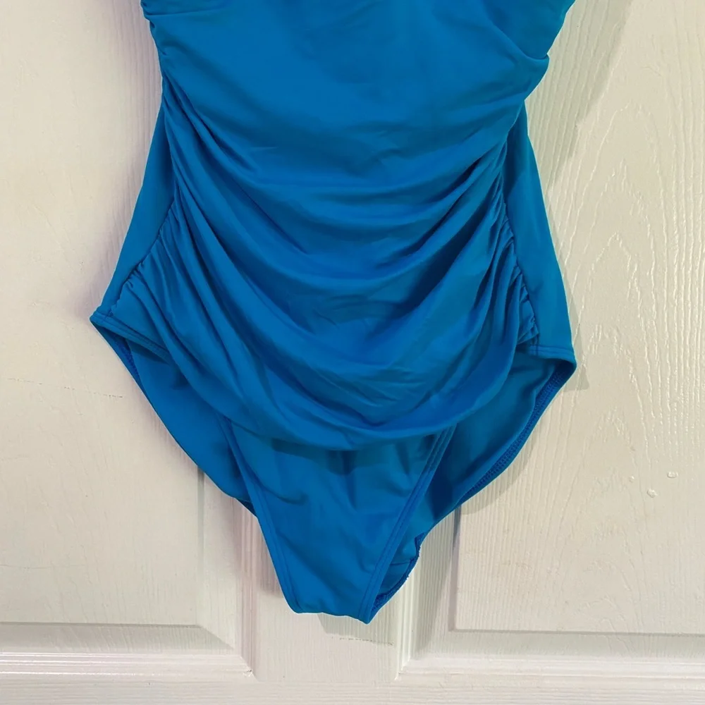 Lauren Ralph Lauren One Piece Swimsuit Size 8 Blue Slimming